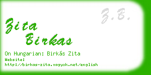 zita birkas business card